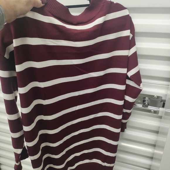 SHEIN Burgundy and White Striped Cardigan - Picture 3 of 3